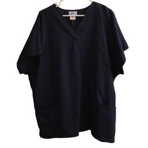 Fashion Scrubs V-neck Navy Top with pockets Size 3XL